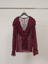 Blouse en dentelle à volants MF93710