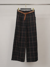 Pantalon large à carreaux ceinturé – TDM78223-16