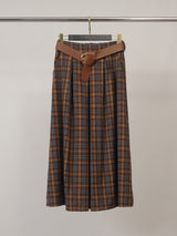 Jupe midi en coton à carreaux, ceinturée TDM52123-54