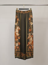 Pantalon large satiné imprimé cheval fleuri KD9099VS-21