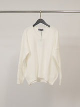 Pull ample col V en maille souple à bords côtelés – DSY9753