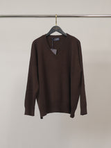Pull ample col V en maille souple à bords côtelés – DSY9753