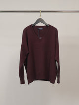 Pull ample col V en maille souple à bords côtelés – DSY9753