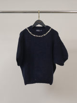 Pull en mohair col rond orné de strass – MCL24123