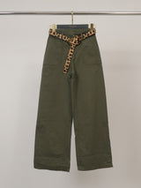 Pantalon large en coton stretch, ceinture léopard – CVA826301
