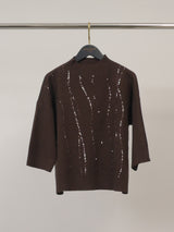 Pull col montant à détails pailletés, manches 3/4 – DSY9736