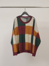 Pull en maille mohair à carreaux, col rond – CA10928