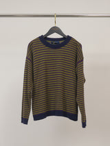 Pull en laine et cachemire à rayures bicolores HYC6640