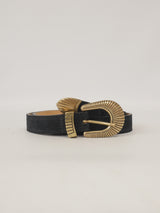 Ceinture en cuir daim velouté à boucle métallique – BK0163-2