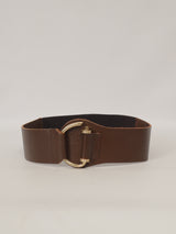 Ceinture large en cuir à boucle graphique dorée – BK0119