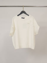 Pull col rond à fleurs en relief DSY9724