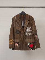 Striped Blazer with Embroidered Lettering – MJ84076