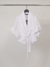 Chemise cache-cœur à manches bouffantes et lien à nouer – THS71126PN