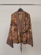 Veste fluide imprimée florale à bordure contrastée – KD10003VS-22