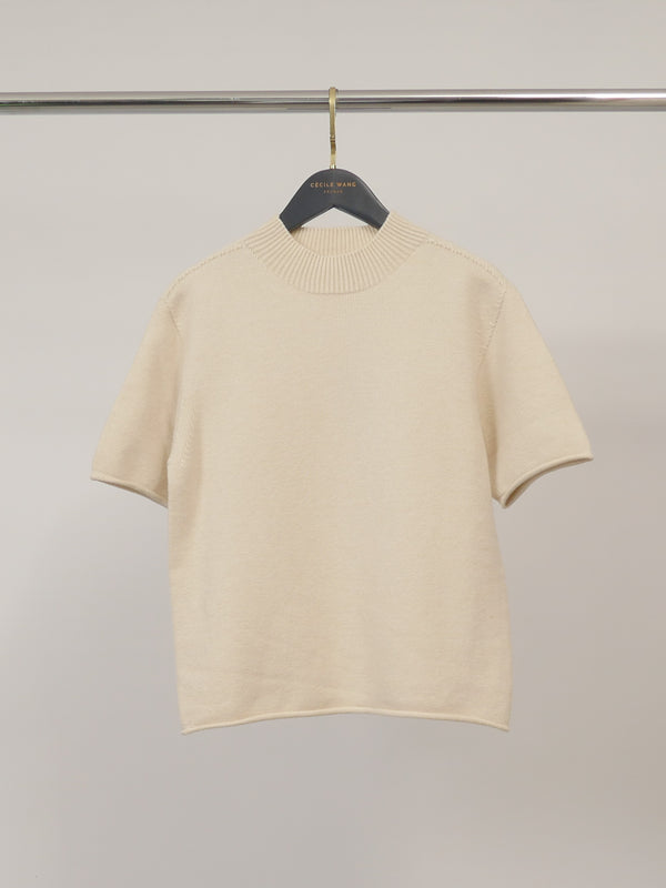 Pull en maille à manches courtes, col rond – DSY0355
