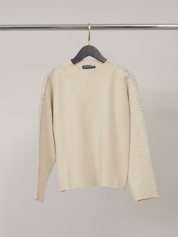 Pull en maille à manches ornées de strass – DSY9696