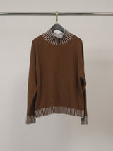 Pull col montant laine & cachemire contrasté – HYC8225