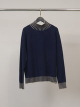 Pull col montant laine & cachemire contrasté – HYC8225