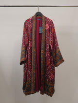 Veste kimono longue satinée à imprimé floral bohème – KD88035VS-48