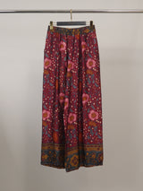 Pantalon large satiné à imprimé floral bohème – KD7789VS-48