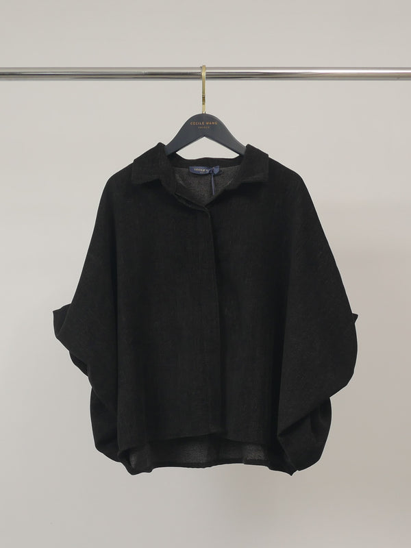 Chemise ample en chenille à manches bouffantes – THS38726VL