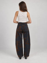 Pantalon large effet délavé à imprimé fleuri – PF5461