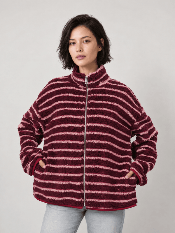 Veste peluche rayée zippée – SSG50751