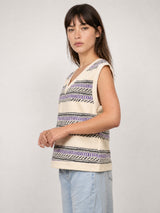 Débardeur en coton texturé jacquard graphique SY7690-2