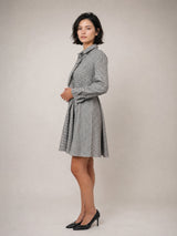 Robe chemise vichy ceinturée à ligne fluide — TDM05526