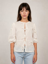 Chemise légère nouée à broderie anglaise TDM09124