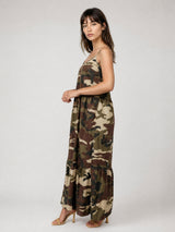 Robe longue en coton à imprimé camouflage TDM16520-2