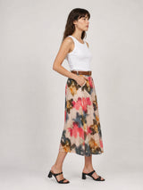 Jupe midi en coton à imprimé fleuri TDM18526-4