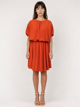 Robe courte fluide en viscose à manches bouffantes TDM18826