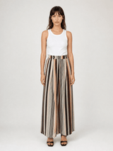Pantalon large fluide rayé taille élastique TDM19123-30