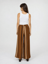Pantalon large fluide rayé taille élastique TDM19123-30