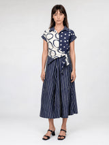 Robe coton mix d’imprimés à taille nouée TDM23824-6
