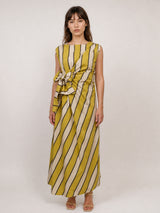 Robe longue rayée sans manches à nœud latéral TDM27125-4
