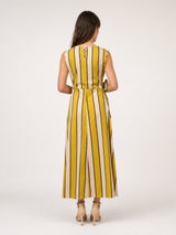 Robe longue rayée sans manches à nœud latéral TDM27125-4