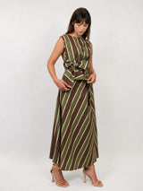 Robe longue rayée sans manches à nœud latéral TDM27125-4