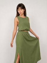 Ensemble fluide en viscose top et jupe midi TDM31323-8