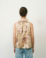 Load image into Gallery viewer, High-neck floral top with tie-back TDM50225-3