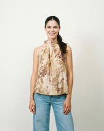 Load image into Gallery viewer, High-neck floral top with tie-back TDM50225-3