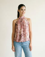 Load image into Gallery viewer, High-neck floral top with tie-back TDM50225-3