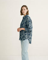 Indigo patchwork fluid-cut shirt TDM50320-69