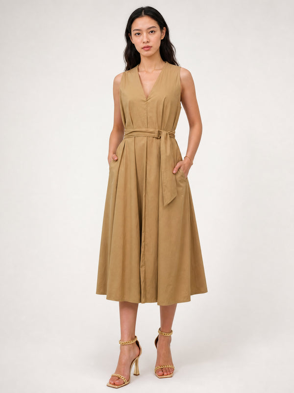 Robe longue col V sans manches TDM50326