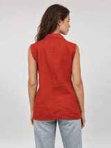 Gilet sans manches en lin, col tailleur — TDM51925L