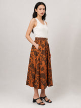Jupe ceinturée en coton stretch, imprimé fleuri TDM52123PC153