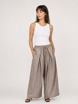 Pantalon ample en coton léger à taille élastiquée TDM55326