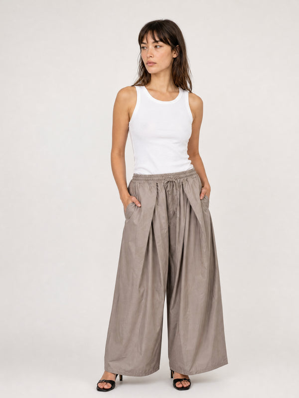 Pantalon ample en coton léger à taille élastiquée TDM55326