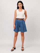 Short large en coton ceinturé TDM55525-4